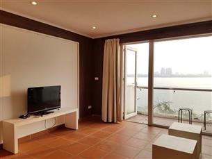 Lake view, balcony apartment for rent with 02 bedrooms in Yen Phu village, Tay Ho
