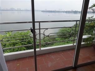 Lake view, balcony apartment with 01 bedroom for rent in Yen Phu, Tay Ho